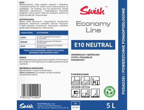 Koncentrat uniwerlany do mycia powierzchni E10 5L - 2