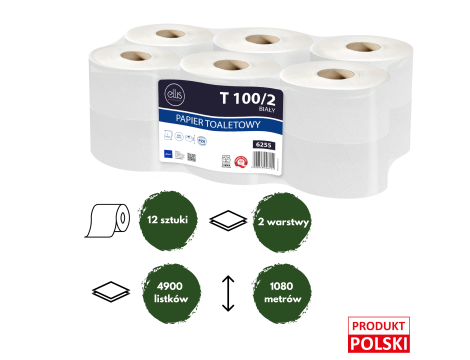 Papier Toaletowy BIG ROLL T ELLIS Professional 100/2 - 100% celuloza - 2