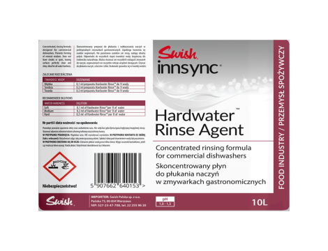 HARDWATER RINSE - Nabłyszczacz do zmywarek gastronomicznych 10L - 2